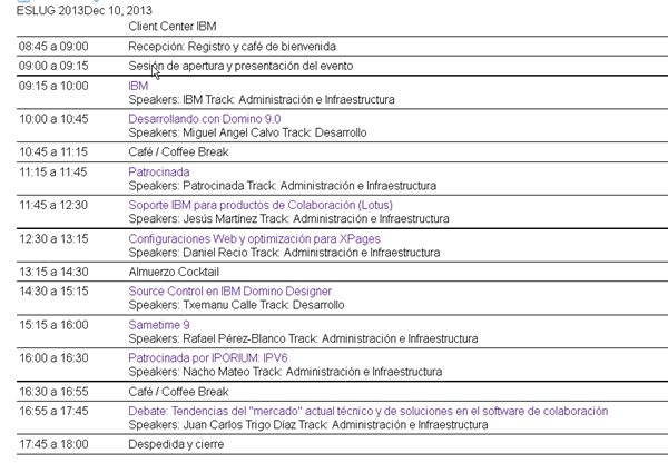 Image:EVENTO ESLUG 2013: Agenda del evento.